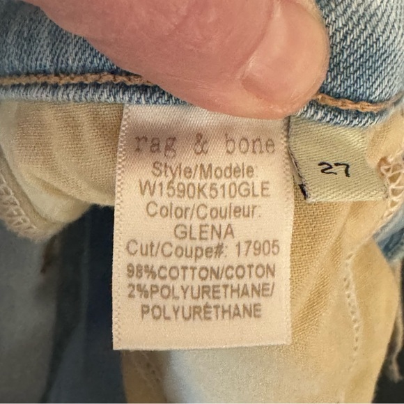 RAG & BONE Dre Glena Jeans Mid-Rise Distressed Light Wash Size 27 - Picture 8 of 16